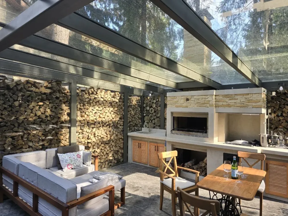 Стеклянная пергола с барбекю-зоной — Воронино, фото 4