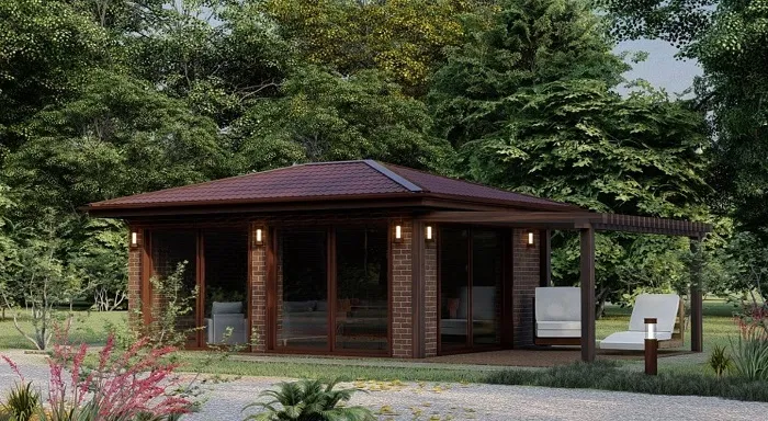 Проект кирпичной беседки с барбекю Подушкино, фото 1